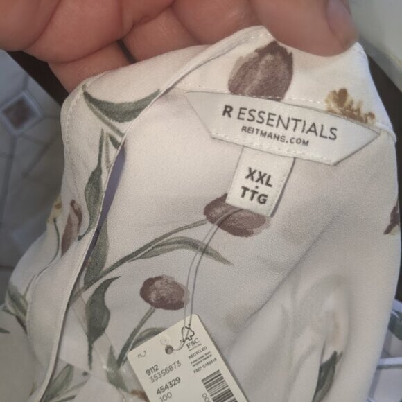 White Floral Blouse Top Size XXL New NWT - Picture 5 of 5